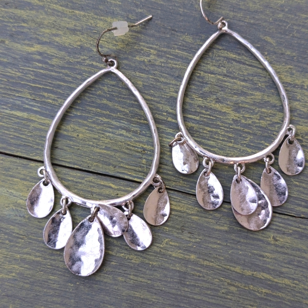 Silver Teardrop Dangle Earrings
